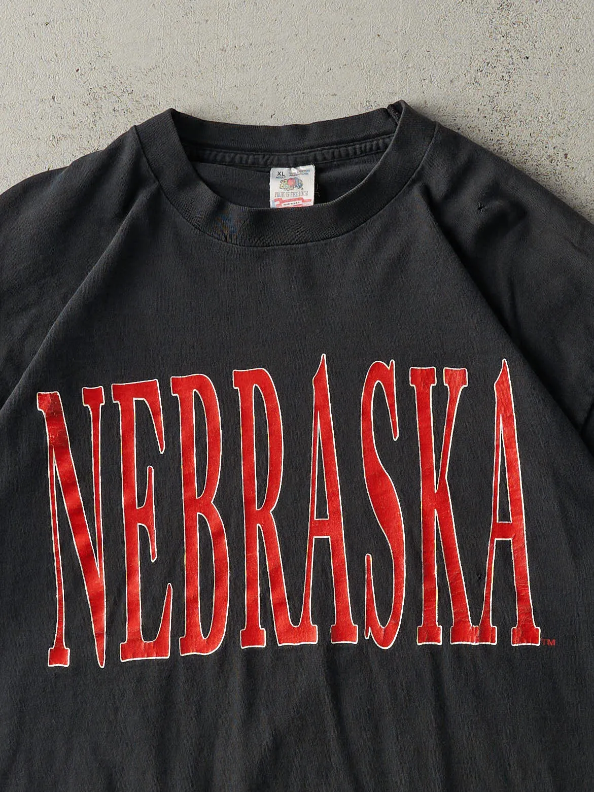Vintage 90s Black Nebraska University Single Stitch Tee (L) sold by Rebalance Vintage product image thumbnail 4