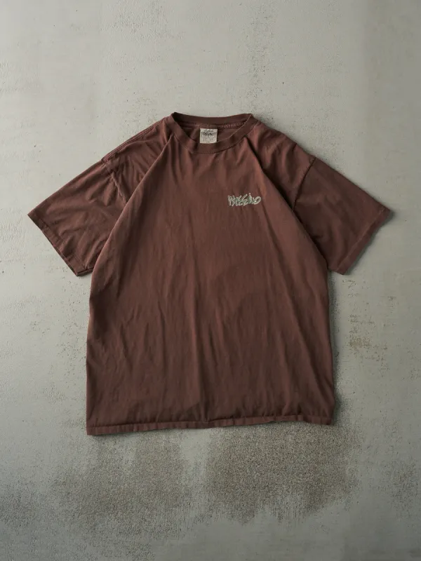Vintage 90s Chocolate Brown Mossimo Skater Single Stitch Tee (M/L) sold by Rebalance Vintage