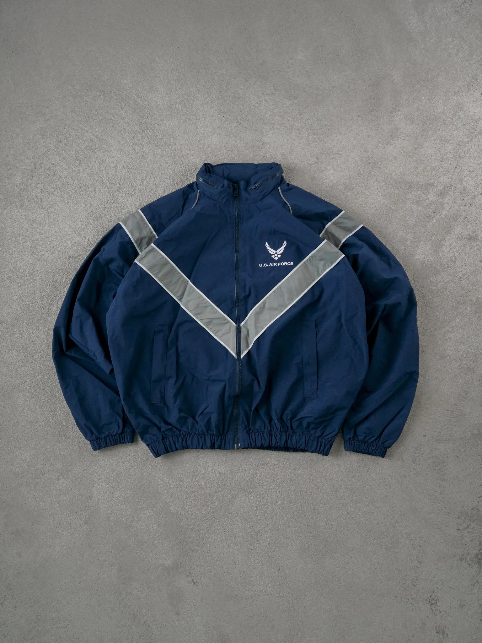 Vintage Navy Blue US Air Force Windbreaker Jacket (L) sold by Rebalance Vintage