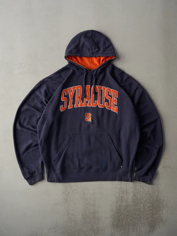 Vintage Y2K Navy and Orange Syracuse Embroidered Boxy Hoodie (XL) sold by Rebalance Vintage