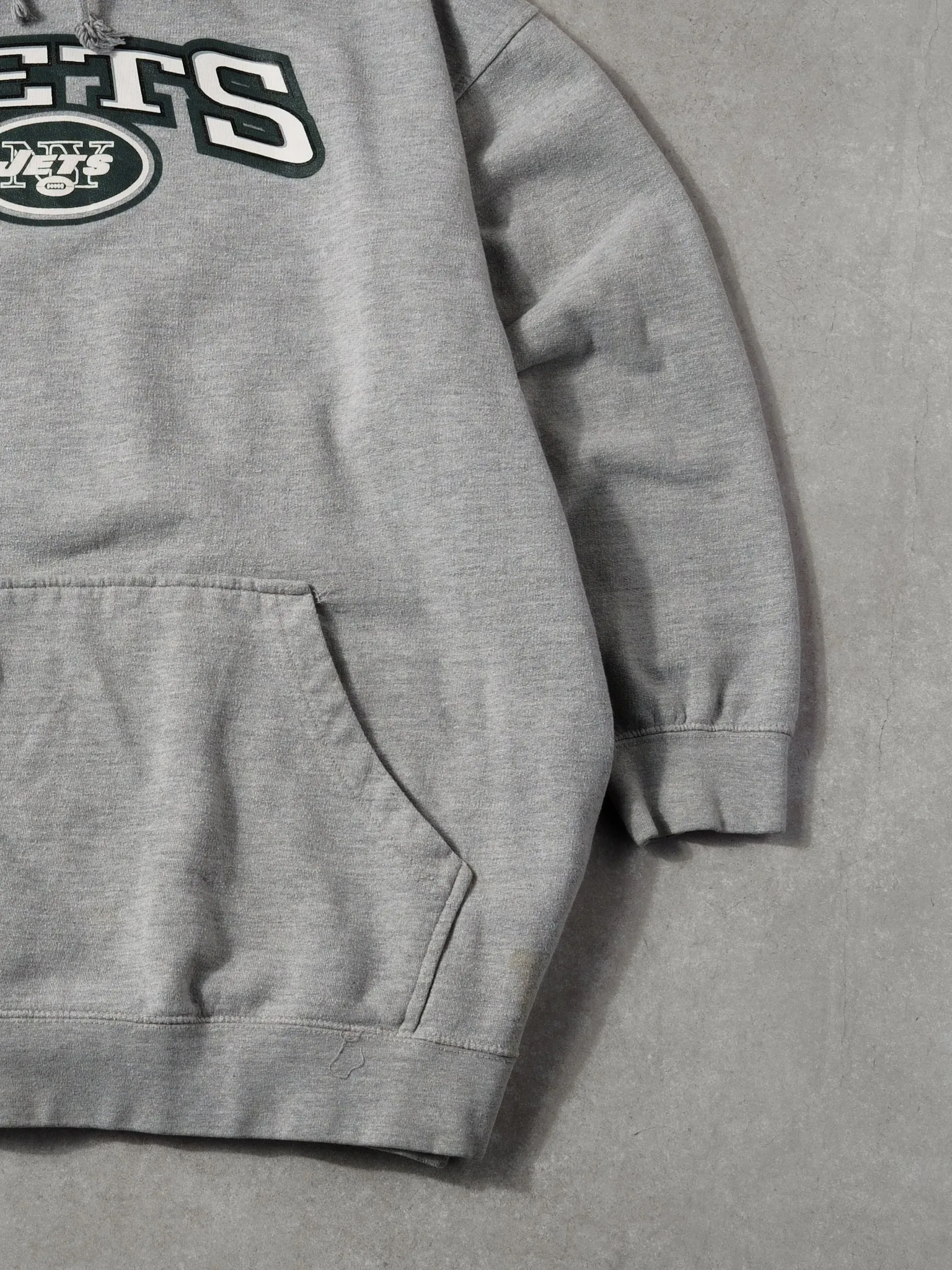 Vintage 90s Grey and Green New York Jets NFL Hoodie (XXL) sold by Rebalance Vintage product image thumbnail 3