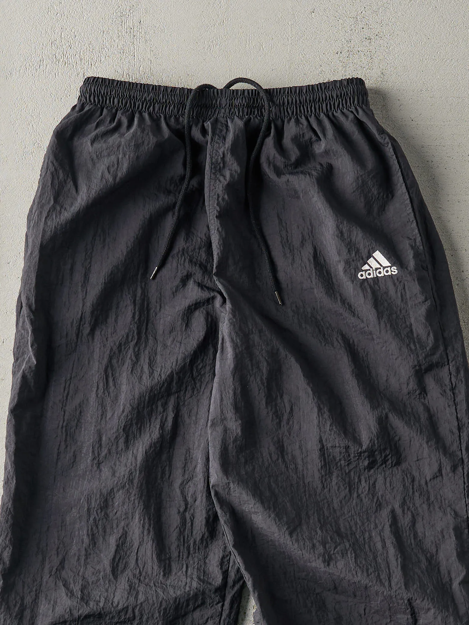 Vintage 90s Black Embroidered Adidas Windbreaker Pants (26x30) sold by Rebalance Vintage product image thumbnail 3