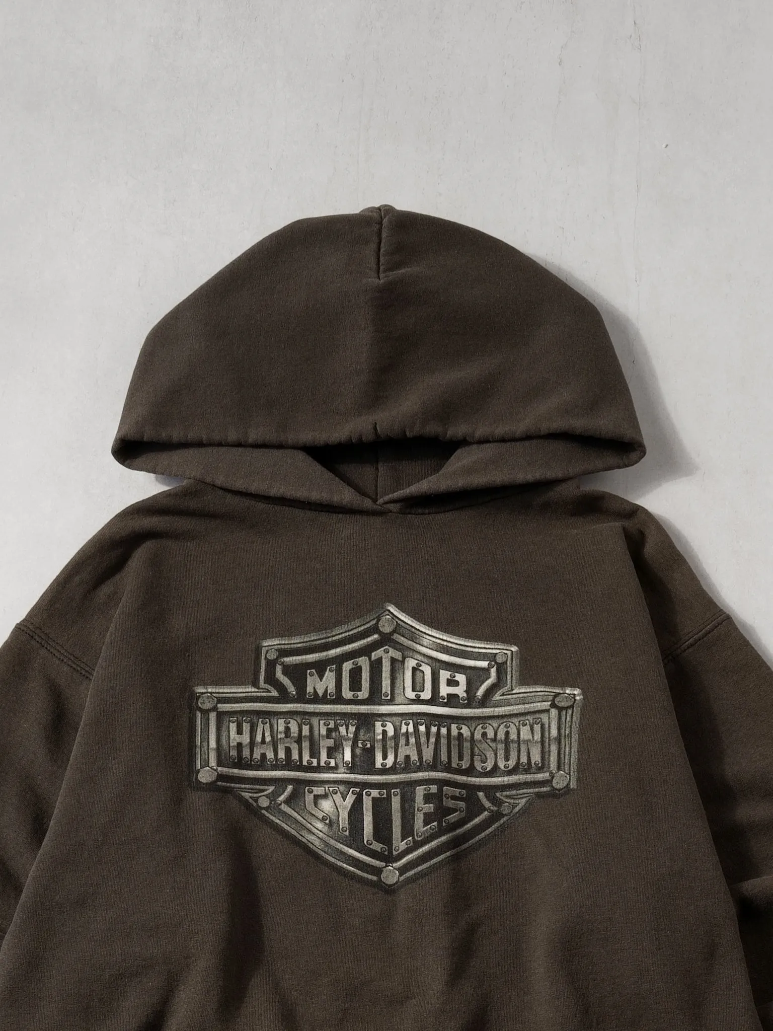 Vintage 90s Washed Brown Harley Davidson C & S MT. Pleasant MI Hoodie (M) sold by Rebalance Vintage product image thumbnail 3