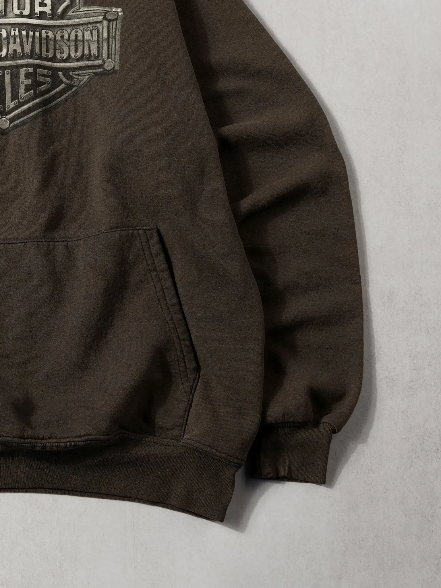 Vintage 90s Washed Brown Harley Davidson C & S MT. Pleasant MI Hoodie (M) sold by Rebalance Vintage product image thumbnail 2