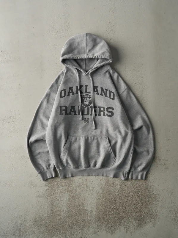 Vintage Y2K Grey Oakland Raiders Hoodie (M) made by Rebalance Vintage