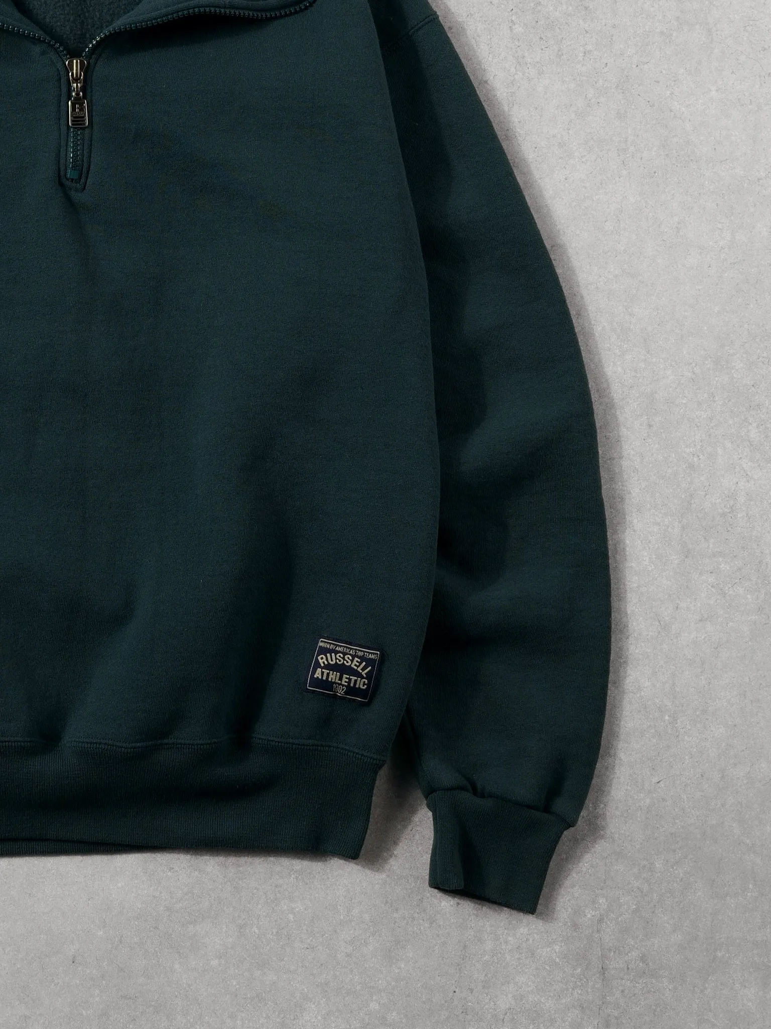 Vintage 90s Oak Green Russell Athletics 1/4 Zip Up (M) sold by Rebalance Vintage product image thumbnail 3