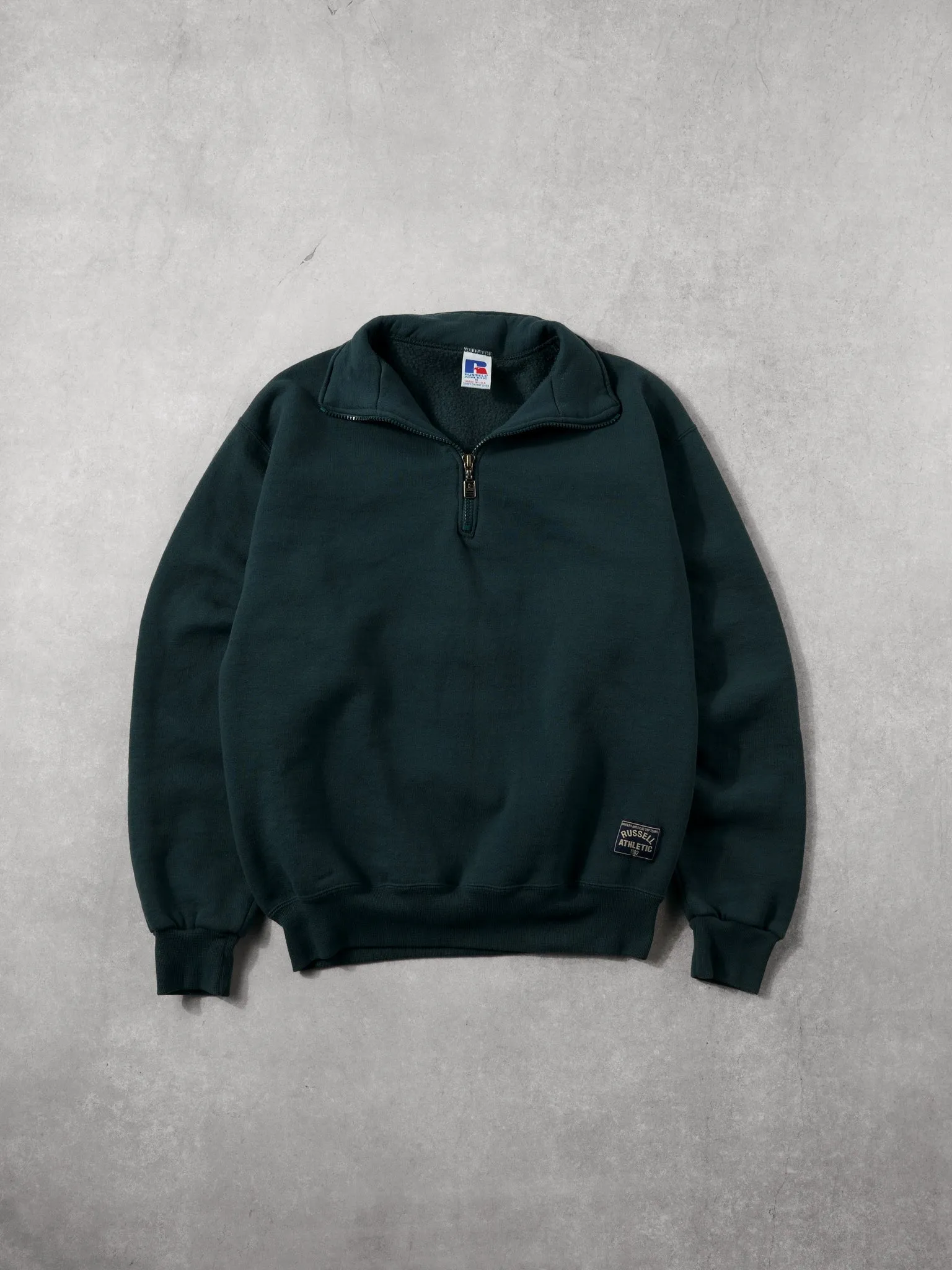 Vintage 90s Oak Green Russell Athletics 1/4 Zip Up (M) sold by Rebalance Vintage