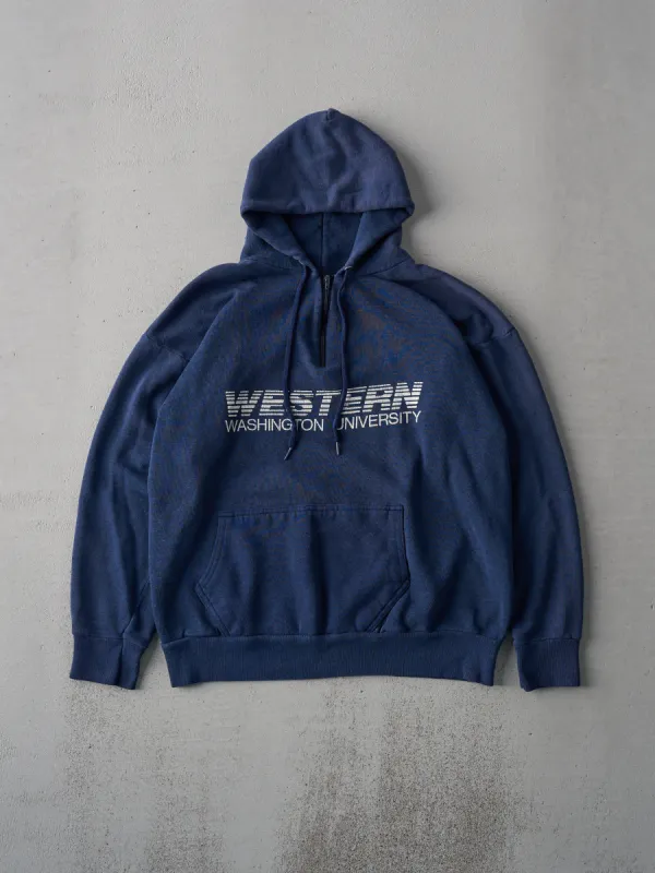 Vintage 80s Navy Blue Western Washington University Quarter Zip Hoodie (M) sold by Rebalance Vintage