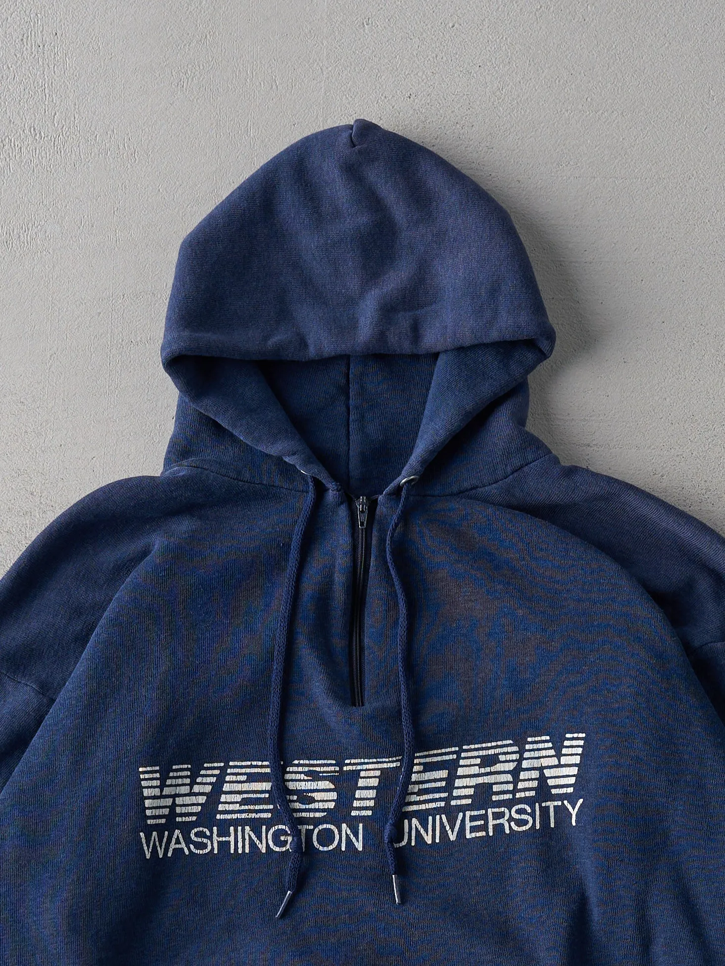 Vintage 80s Navy Blue Western Washington University Quarter Zip Hoodie (M) sold by Rebalance Vintage product image thumbnail 2