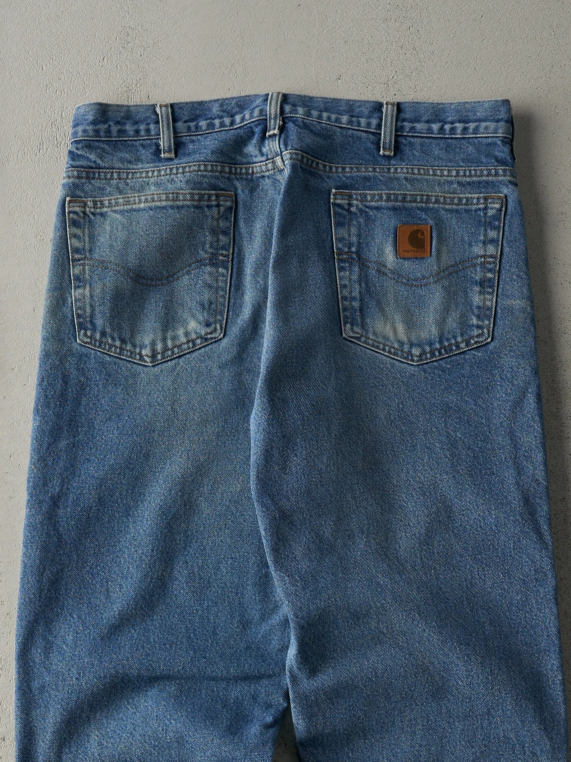 Vintage 90s Light Wash Relaxed Fit Carhartt Blanket Lined Jeans (34.5x32) sold by Rebalance Vintage product image thumbnail 5