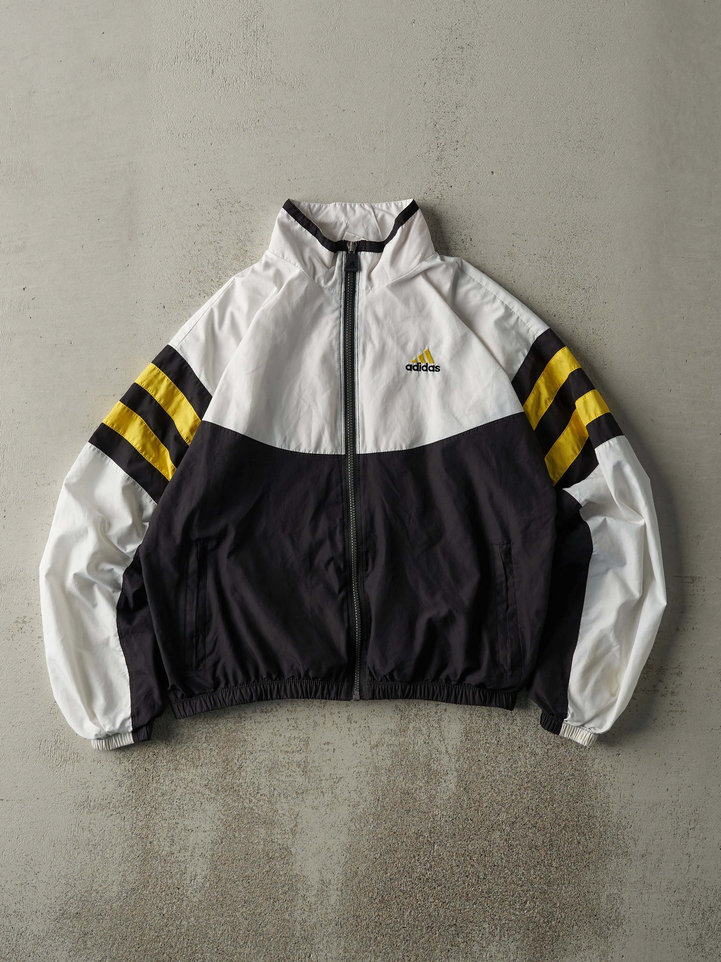 Vintage 90s Black, White & Yellow Adidas Track Jacket (S) sold by Rebalance Vintage