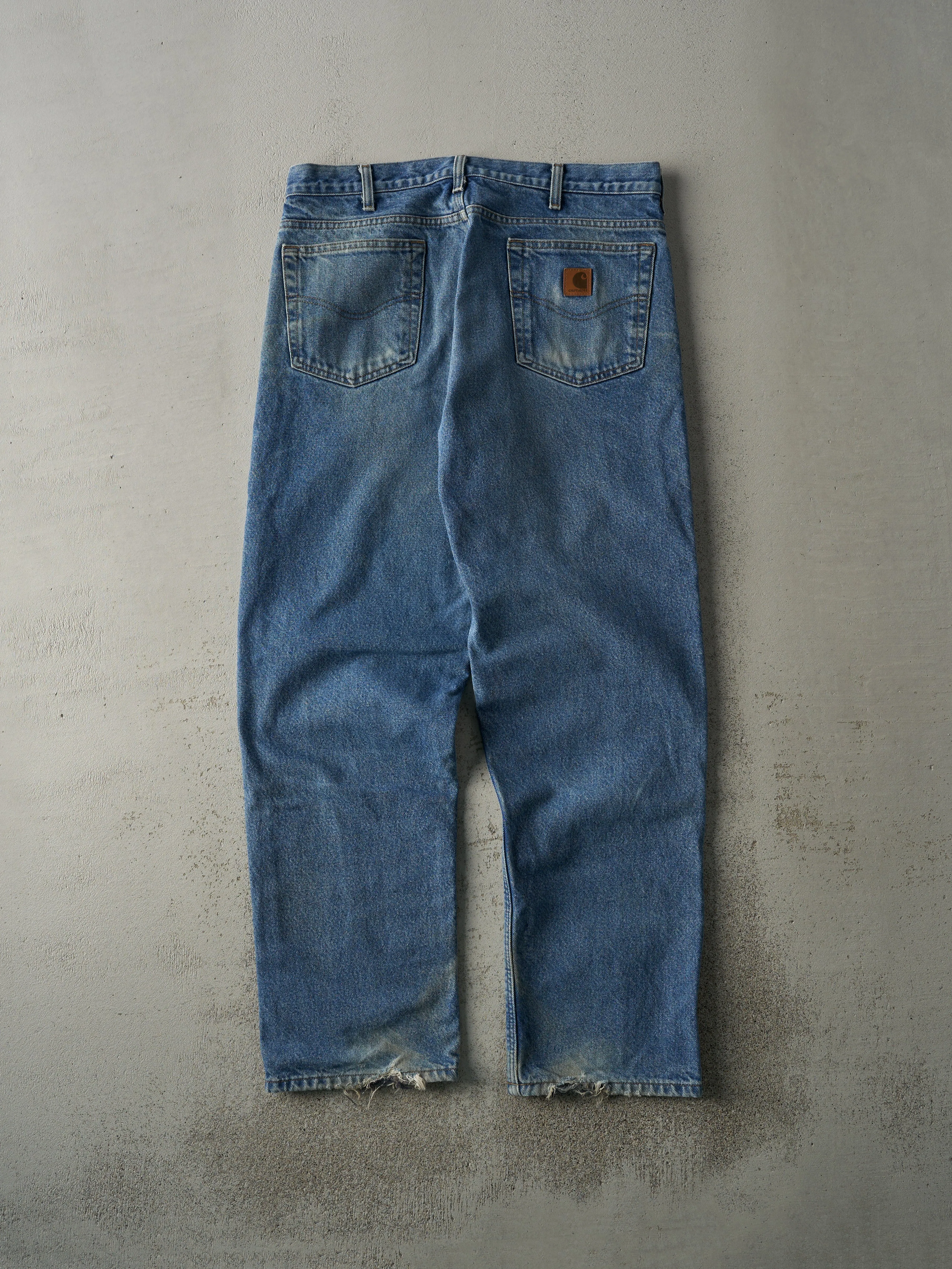 Vintage 90s Light Wash Relaxed Fit Carhartt Blanket Lined Jeans (34.5x32) sold by Rebalance Vintage product image thumbnail 3