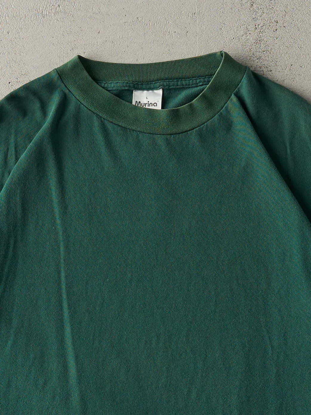 Vintage 90s Emerald Green Blank Tee (L) sold by Rebalance Vintage product image thumbnail 2