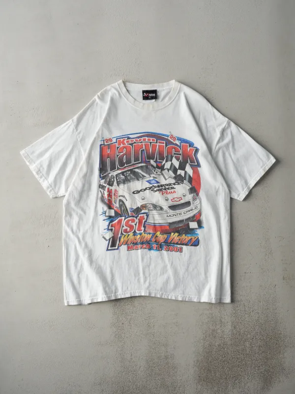 Vintage 01' White Kevin Harvick Nascar Tee (L) sold by Rebalance Vintage