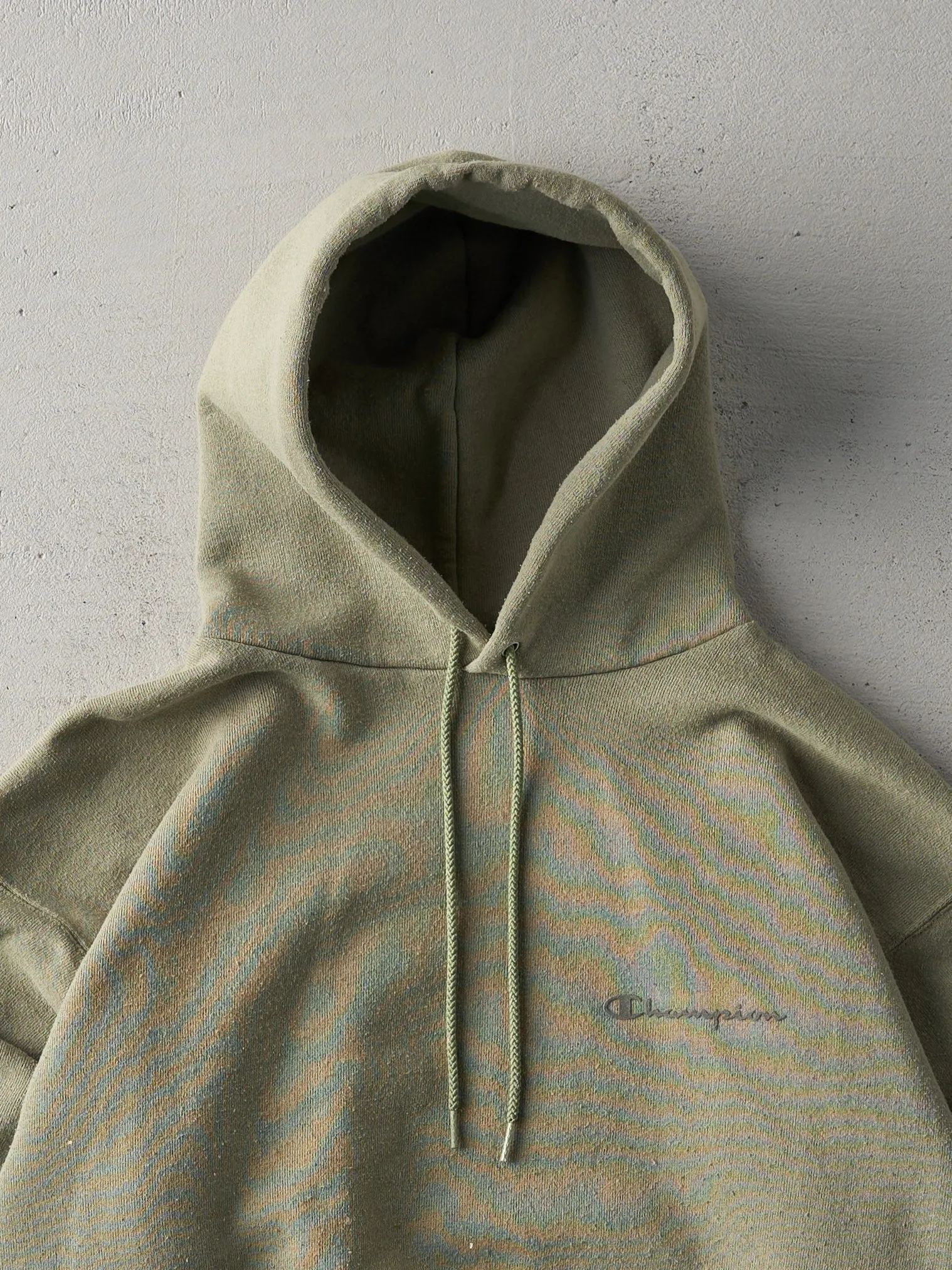 Vintage 90s Sage Green Blank Champion Hoodie (S/M) sold by Rebalance Vintage product image thumbnail 2