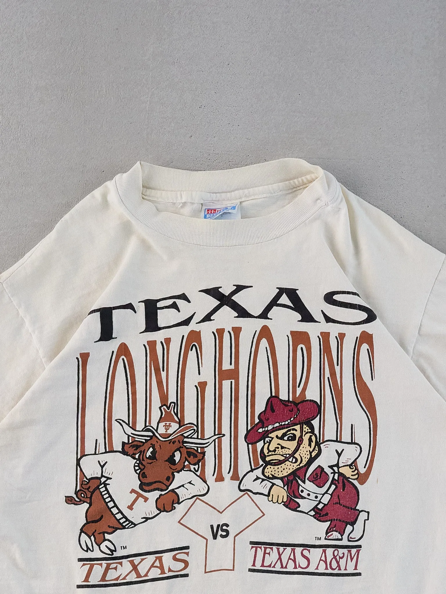 Vintage 90s Cream Single Stitched Texas Longhorns Graphic Tee (S) sold by Rebalance Vintage product image thumbnail 2