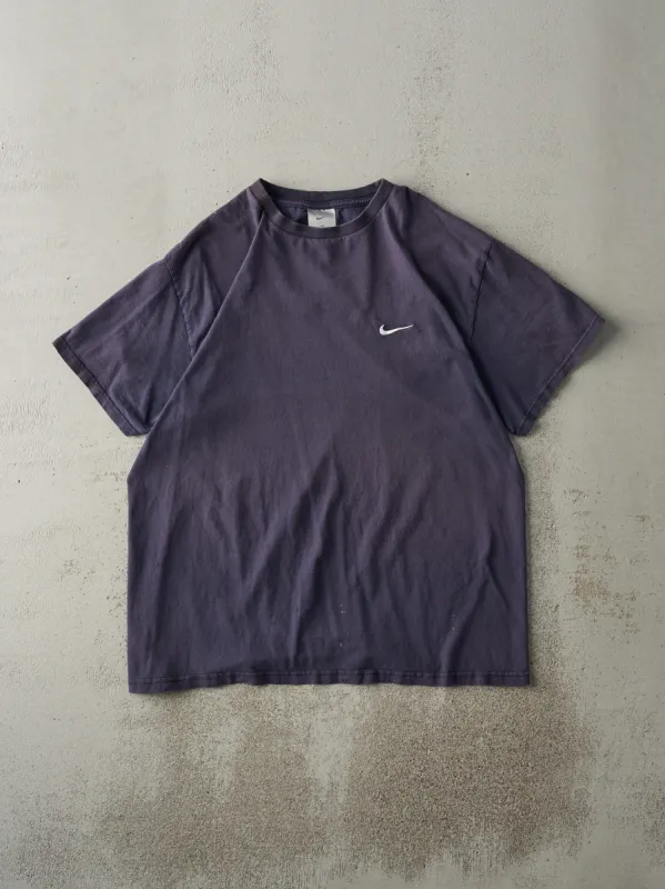Vintage Y2K Sun Faded Navy Blue Embroidered Nike Swoosh Tee (M/L) sold by Rebalance Vintage
