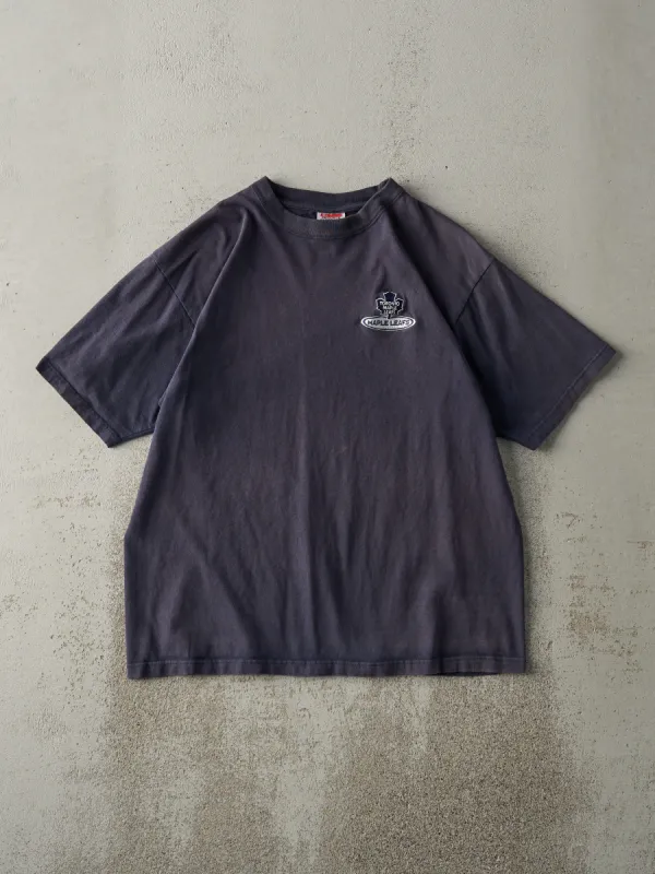 Vintage 90s Navy Blue Embroidered Toronto Maple Leafs Tee (M) sold by Rebalance Vintage