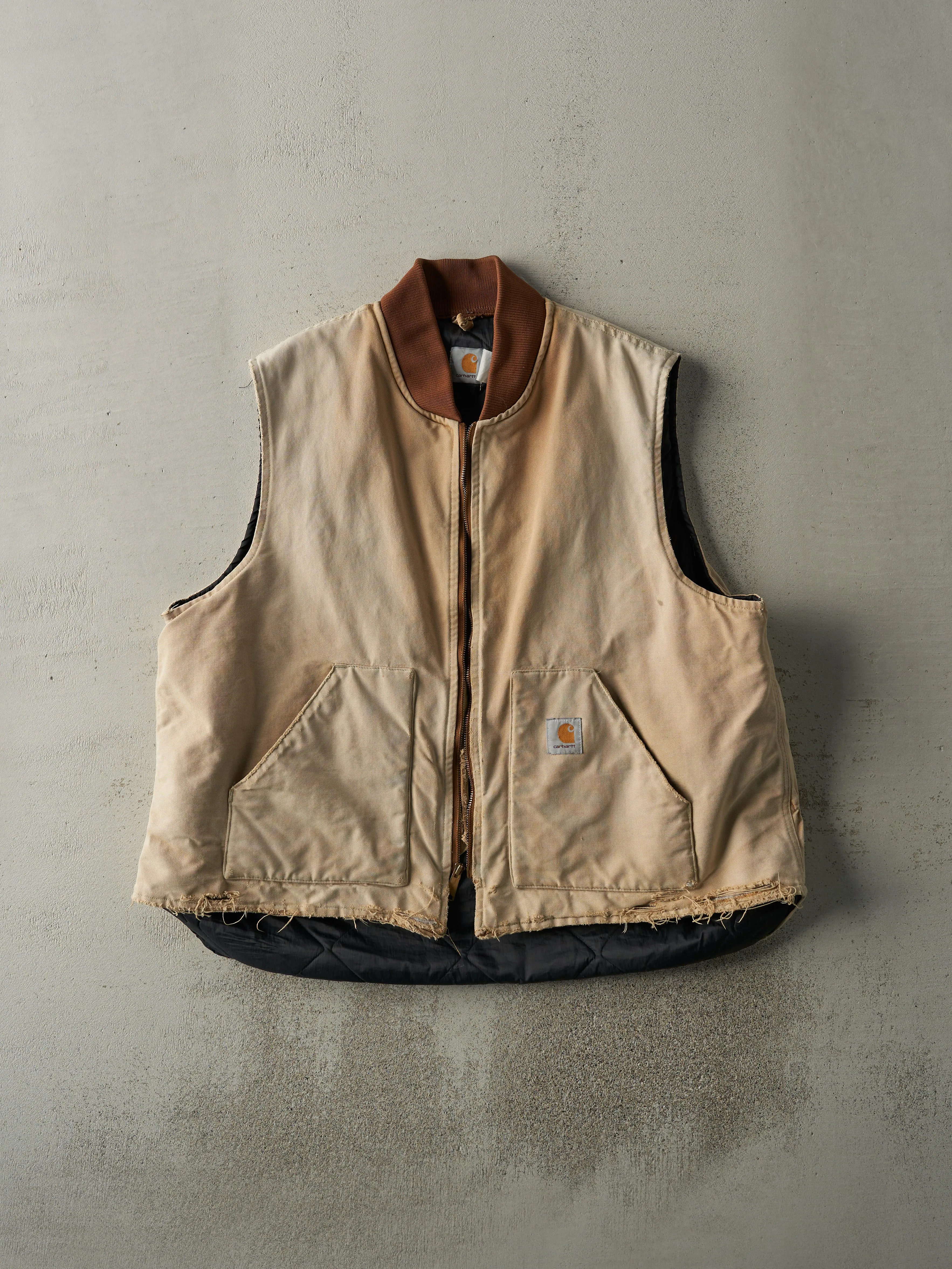 Vintage 90s Faded Beige Carhartt Vest (L) sold by Rebalance Vintage