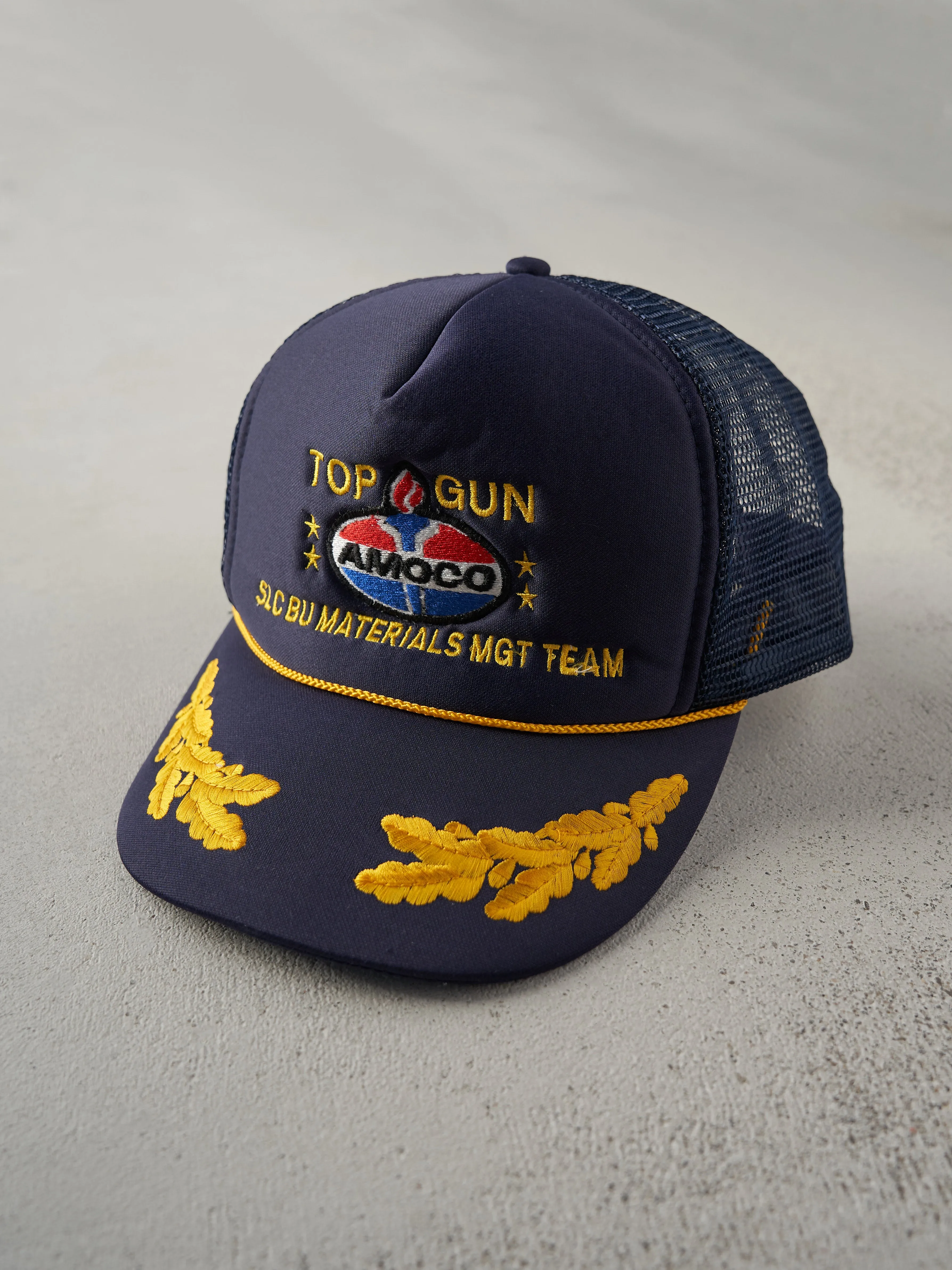 Vintage 90s Navy Blue Top Gun Amoco Oil Embroidered Foam Trucker Hat sold by Rebalance Vintage product image thumbnail 2