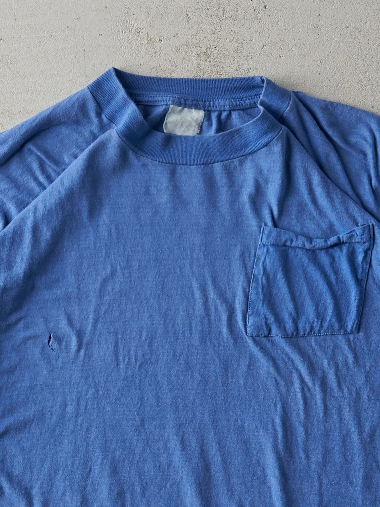 Vintage 90s Blue Blank Single Stitch Pocket Tee (M) sold by Rebalance Vintage product image thumbnail 2