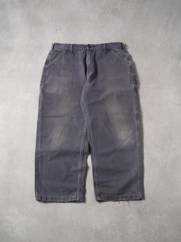 Vintage 90s Washed Stone Grey Carhartt Carpenter Pants (36x27) sold by Rebalance Vintage