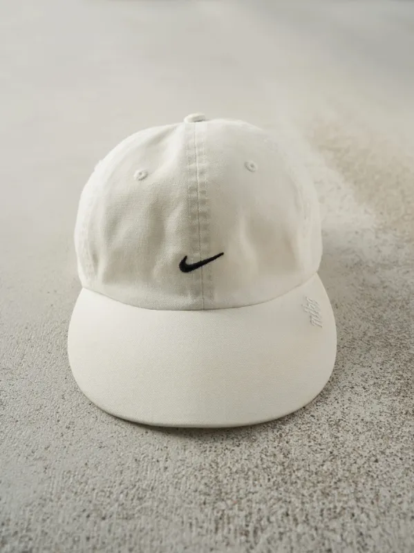Vintage Y2K White Nike Swoosh Embroidered Strap Back Hat sold by Rebalance Vintage