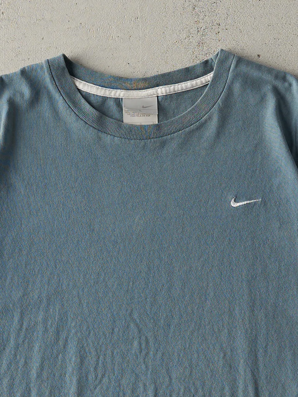 Vintage Y2K Slate Blue Embroidered Nike Swoosh Tee (L) sold by Rebalance Vintage product image thumbnail 2