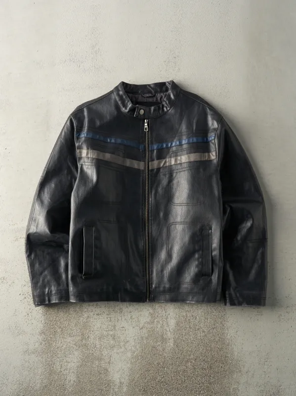 Vintage Y2K Black & Blue Whispering Smith Leather Jacket (M) sold by Rebalance Vintage