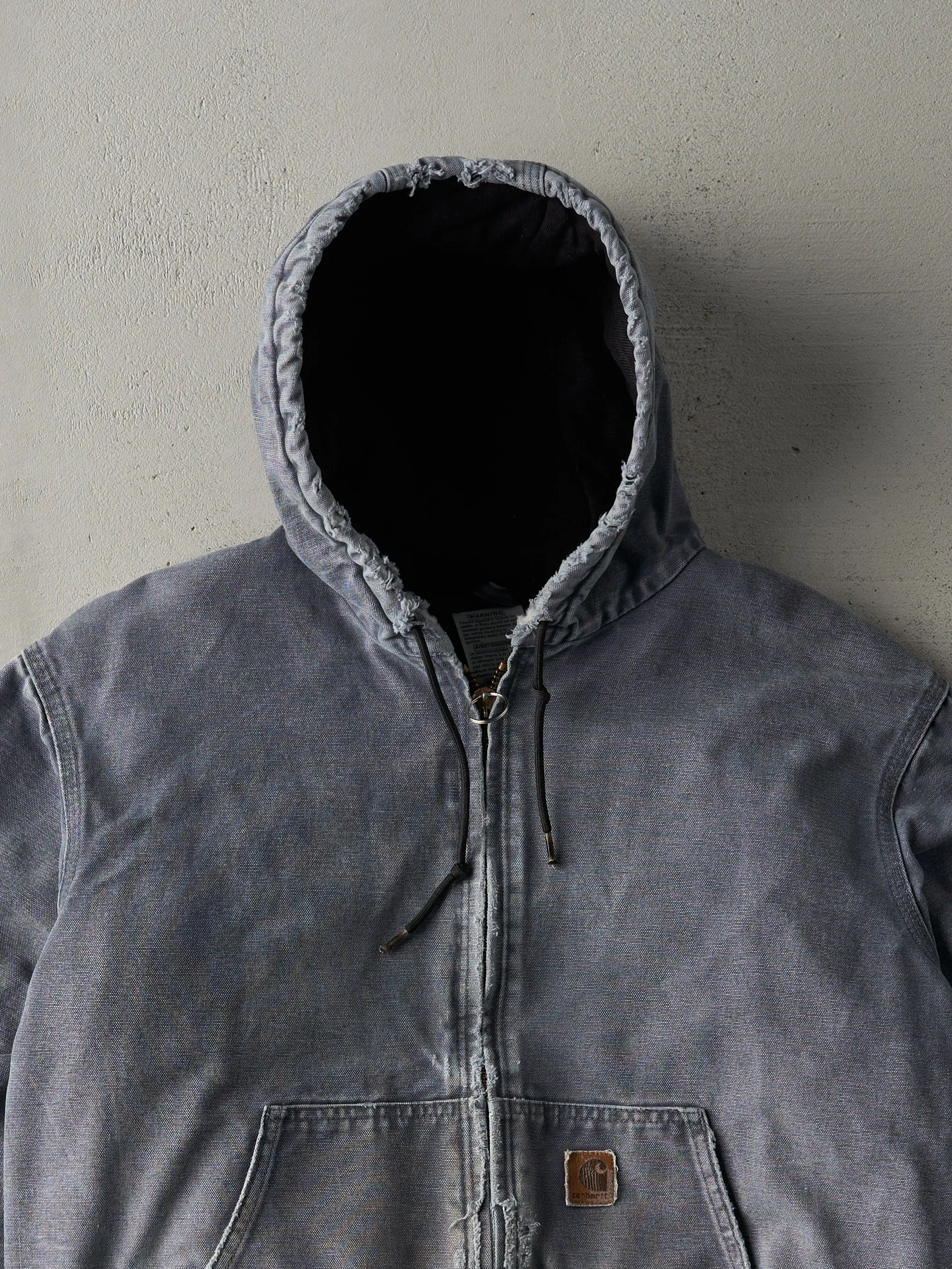 Vintage 90s Washed Slate Blue Carhartt Hooded Workwear Jacket (L) sold by Rebalance Vintage product image thumbnail 3
