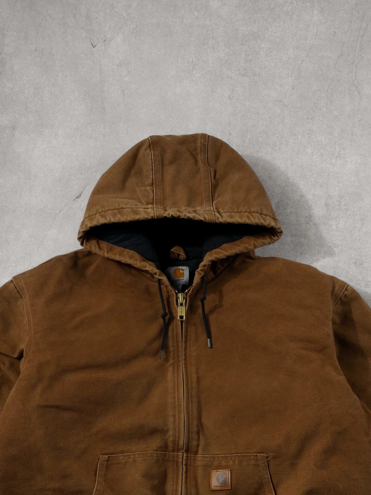 VIntage 90s Khaki Carhartt Workwear Hooded Jacket (XL) sold by Rebalance Vintage product image thumbnail 2