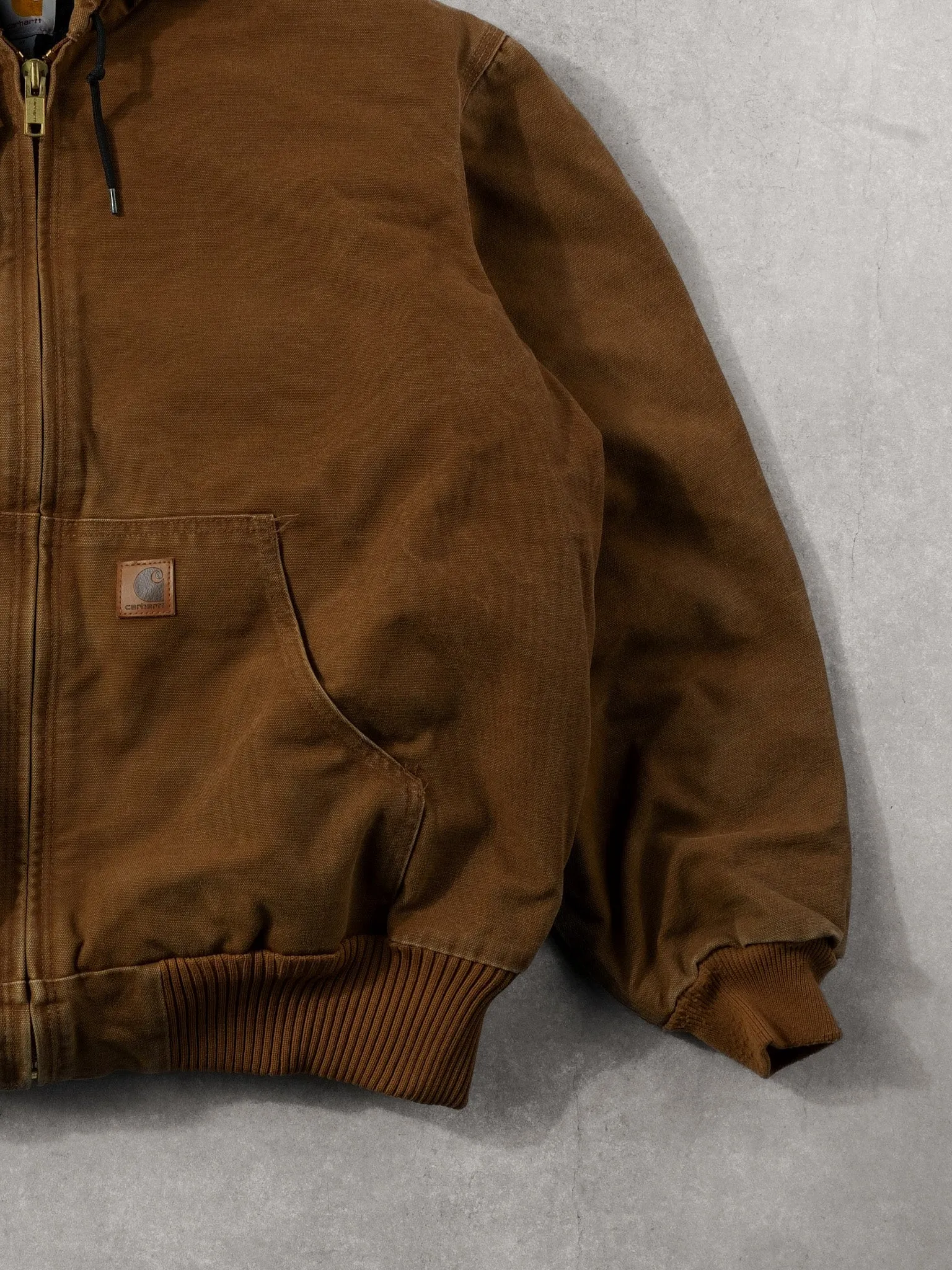 VIntage 90s Khaki Carhartt Workwear Hooded Jacket (XL) sold by Rebalance Vintage product image thumbnail 3