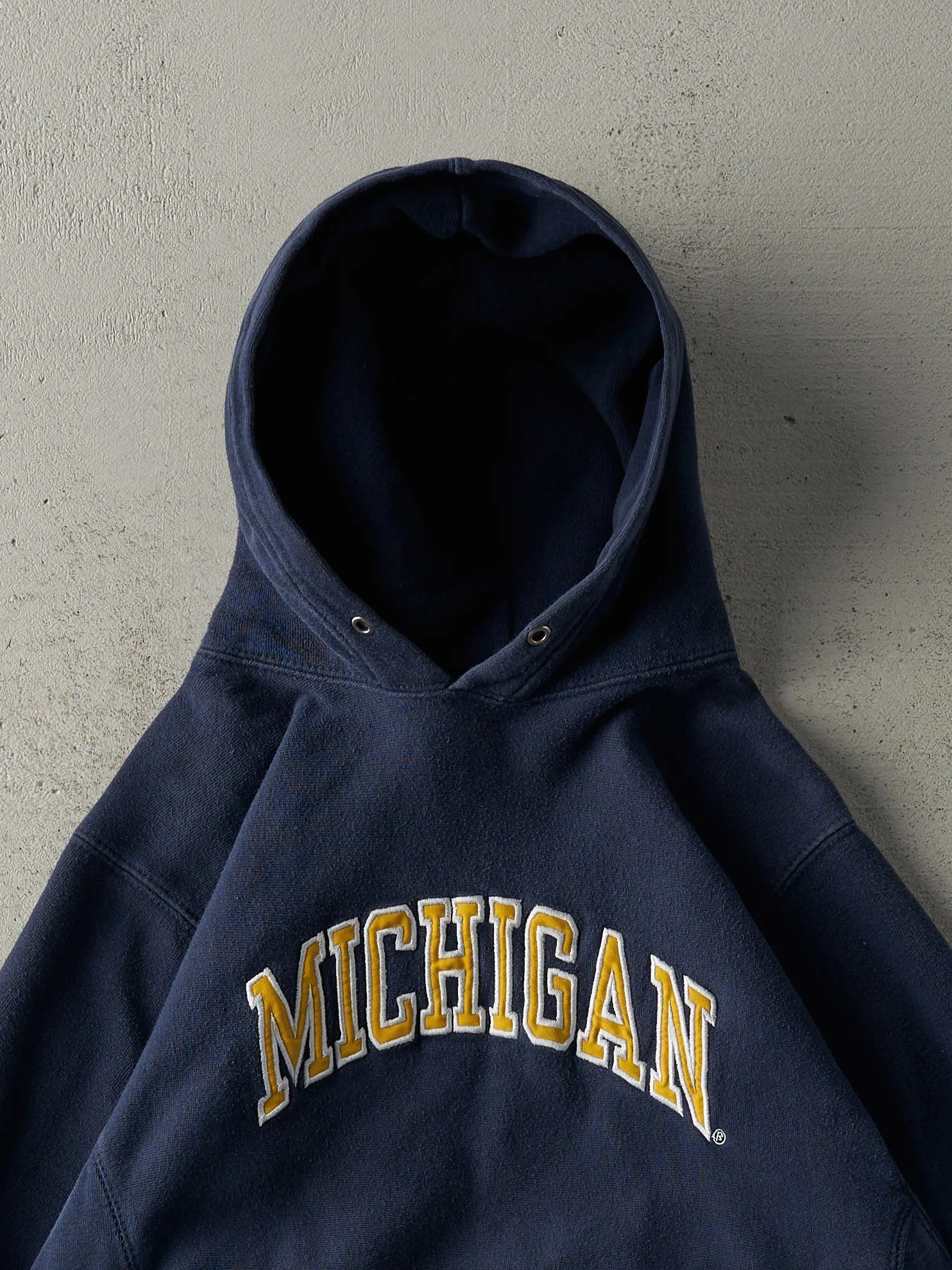Vintage Y2K Navy Blue Embroidered Michigan Hoodie (S) sold by Rebalance Vintage product image thumbnail 2