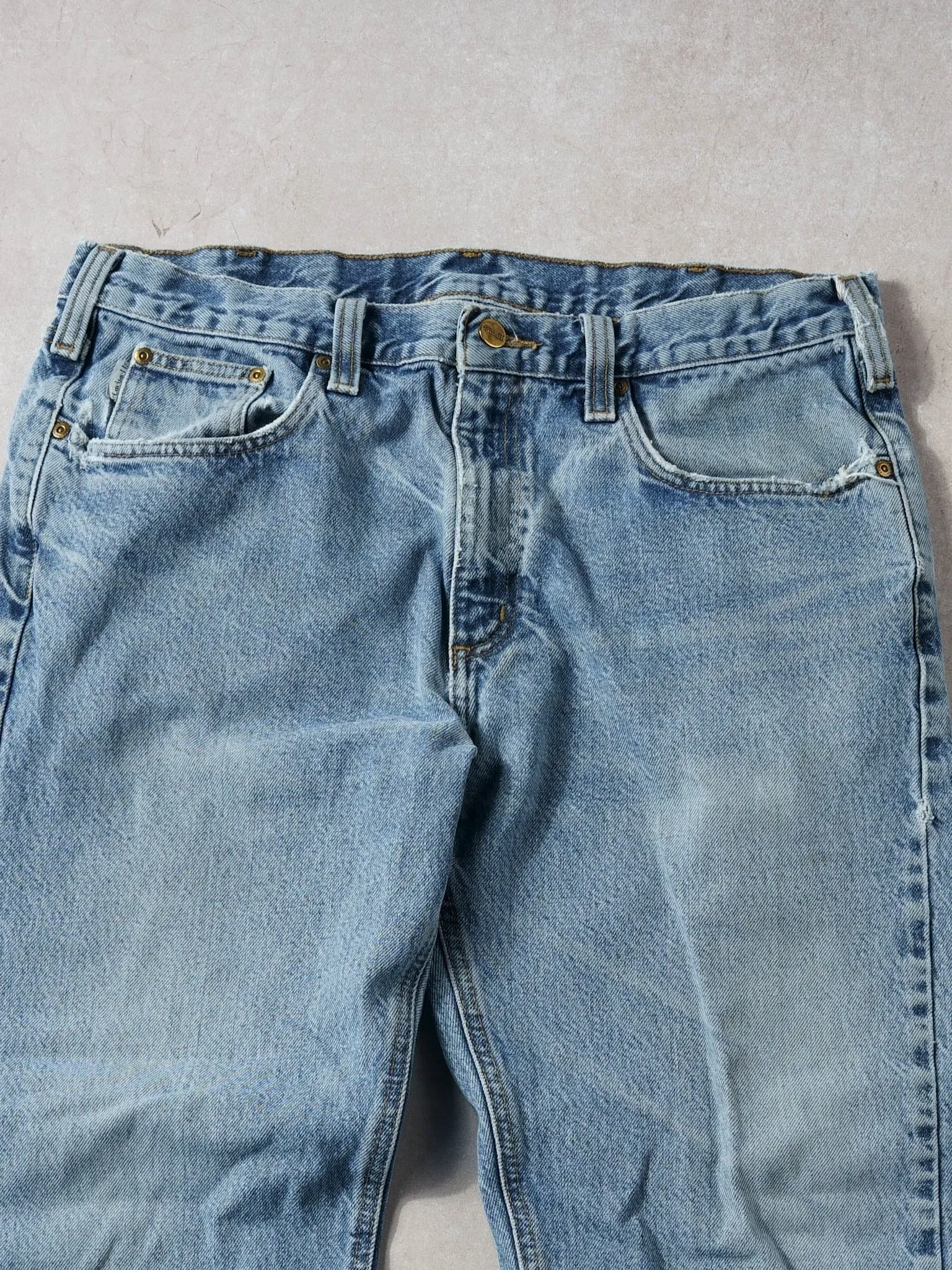 Vintage 90s Washed Blue Carhartt Traditional Fit Denim Jeans (36x30) sold by Rebalance Vintage product image thumbnail 3