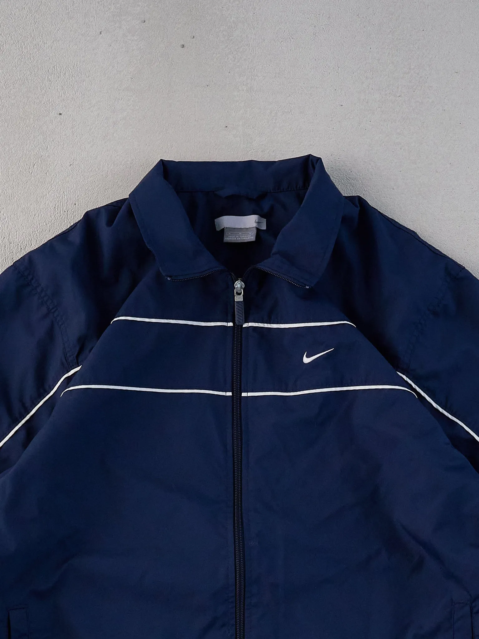 Vintage Y2k Navy Blue Nike Collared Windbreaker Jacket (M) sold by Rebalance Vintage product image thumbnail 2