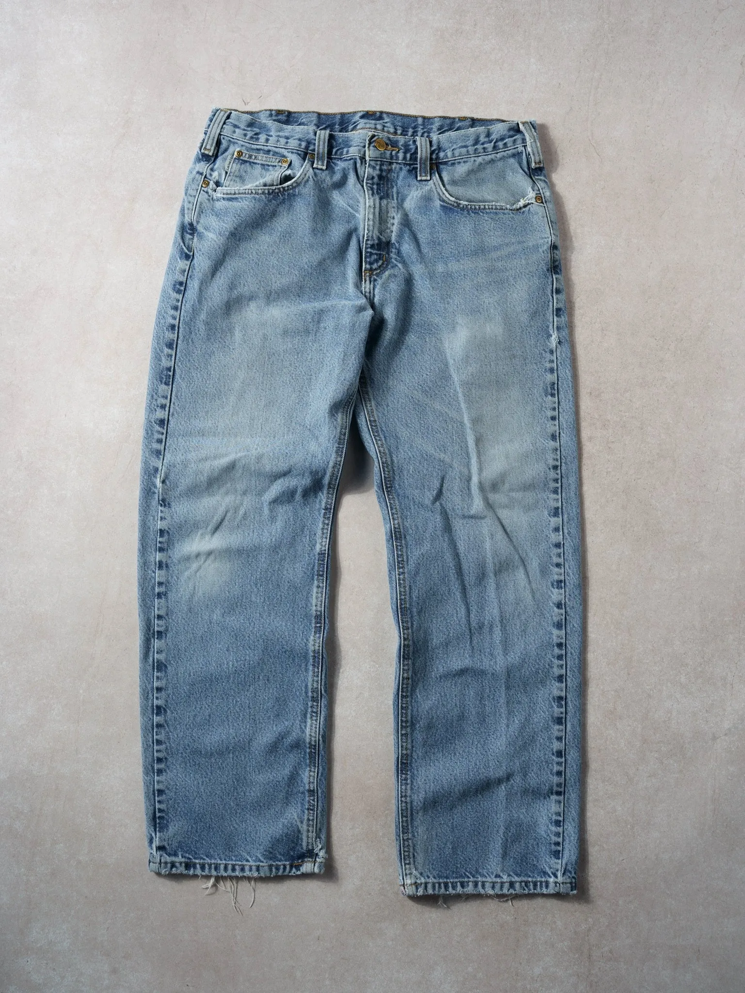 Vintage 90s Washed Blue Carhartt Traditional Fit Denim Jeans (36x30) sold by Rebalance Vintage