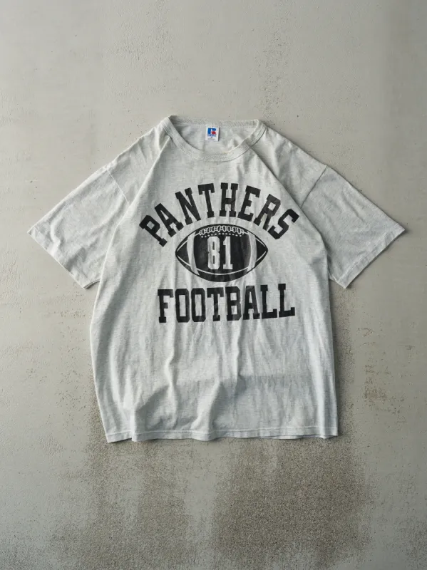 Vintage 90s Heather Grey Panthers Football Russell Athletic Tee (L) sold by Rebalance Vintage
