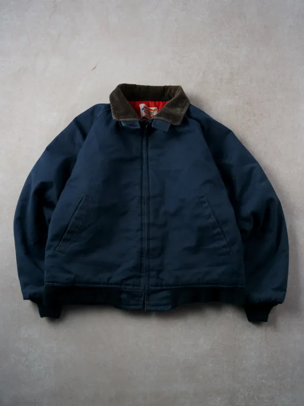 Vintage 90s Dark Blue Dickies Collared Workwear Jacket (L) sold by Rebalance Vintage