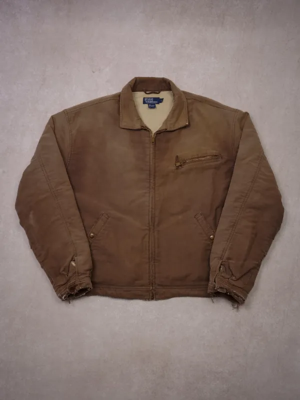 Vintage 90s Brown Polo Ralph Laruen Workwear Jacket (L) sold by Rebalance Vintage