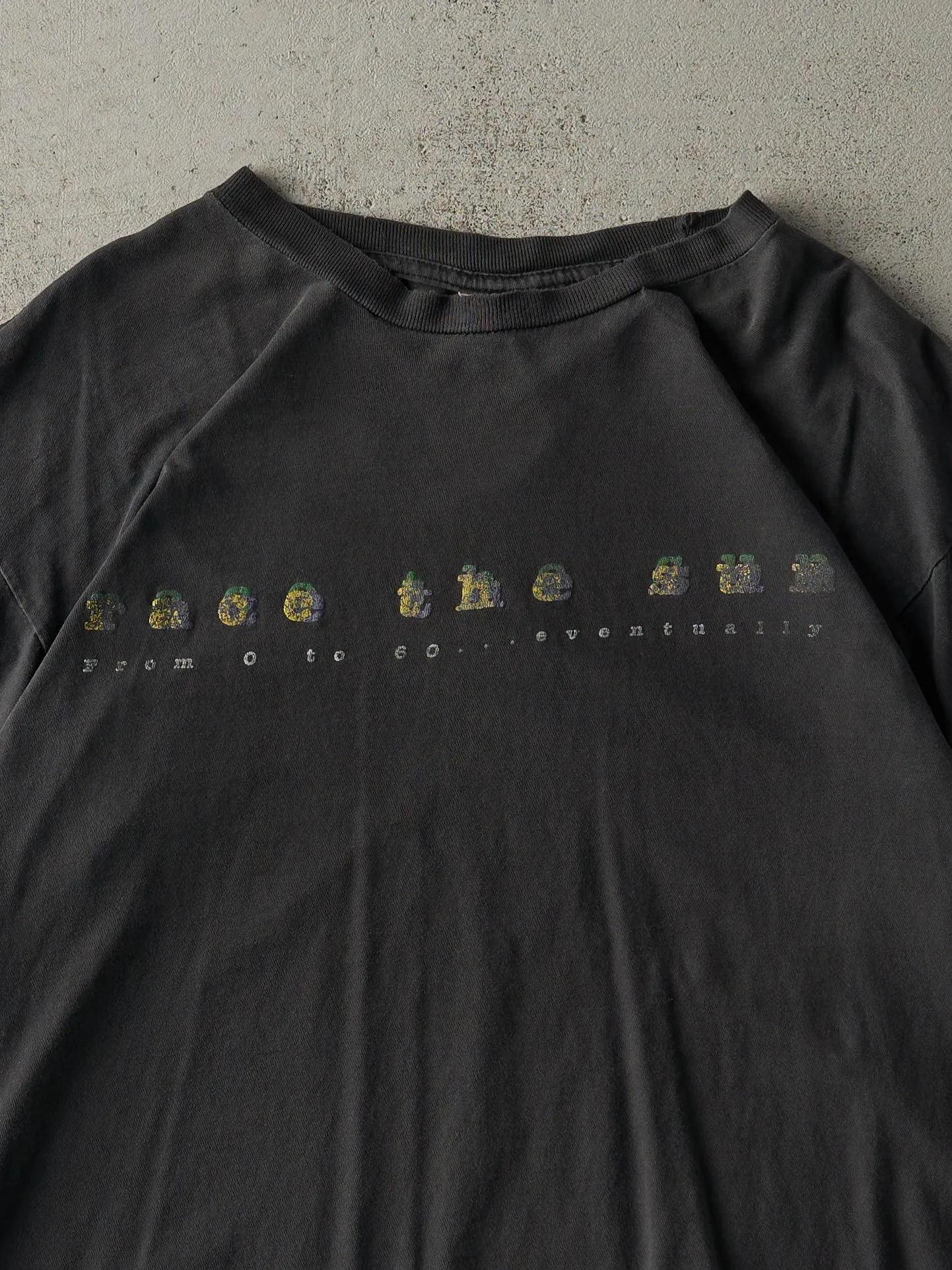 Vintage 90s Faded Black "Race The Sun" Tee (L) sold by Rebalance Vintage product image thumbnail 2
