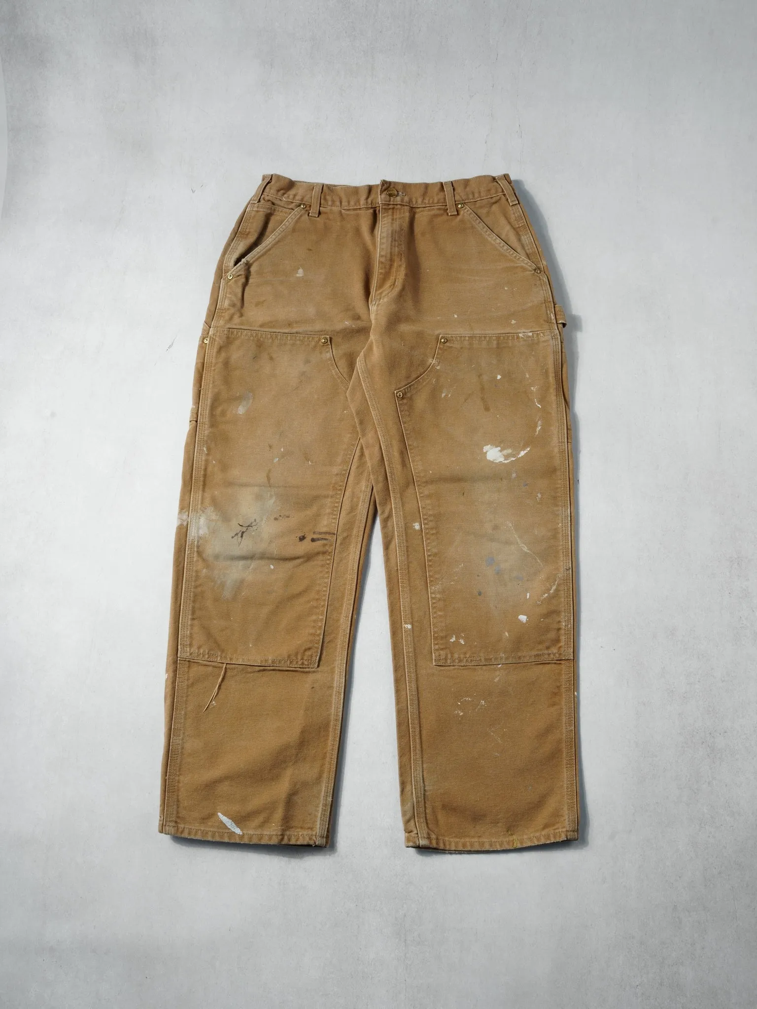Vintage 90s Khaki Carhartt Double Knee Carpenter Pants (30x29) sold by Rebalance Vintage