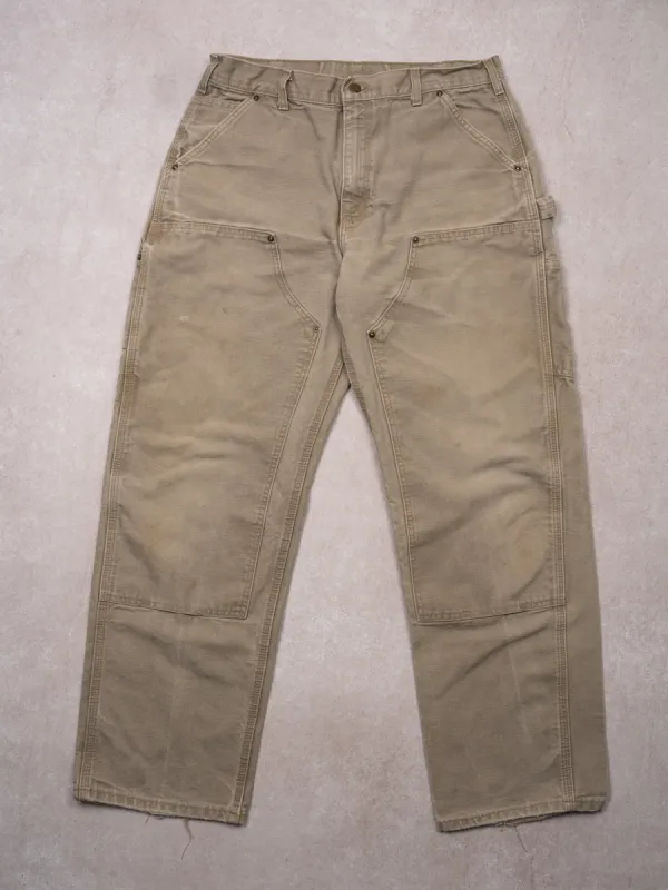 Vintage Light Beige Double Knee Carhartt Dungaree Pants (32 x 30) sold by Rebalance Vintage