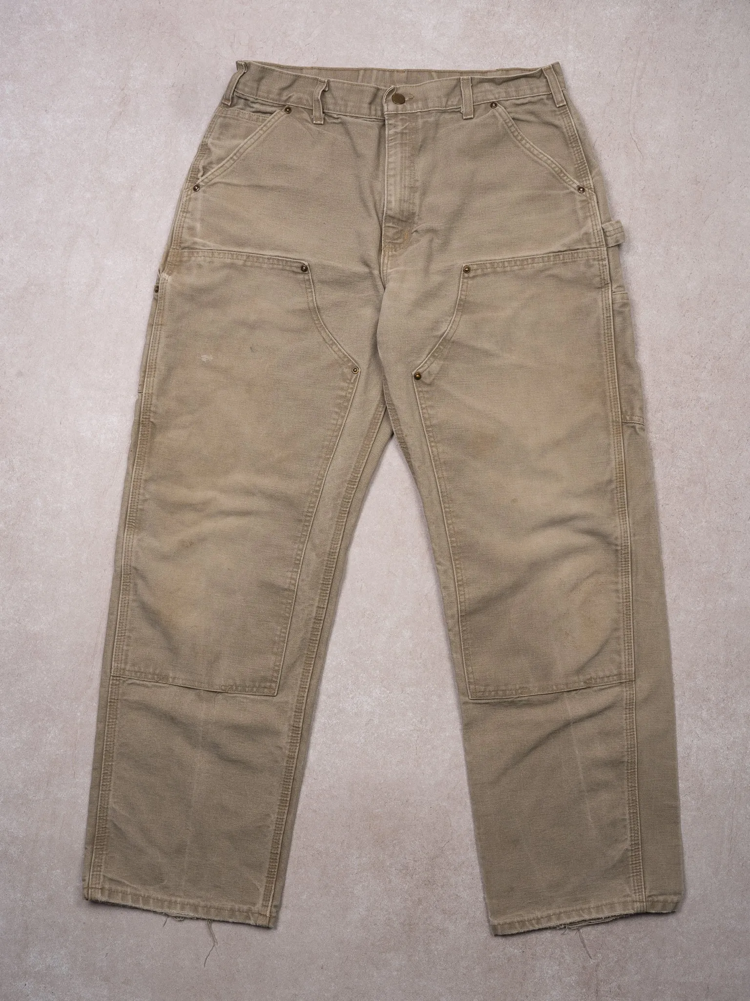 Vintage Light Beige Double Knee Carhartt Dungaree Pants (32 x 30) sold by Rebalance Vintage