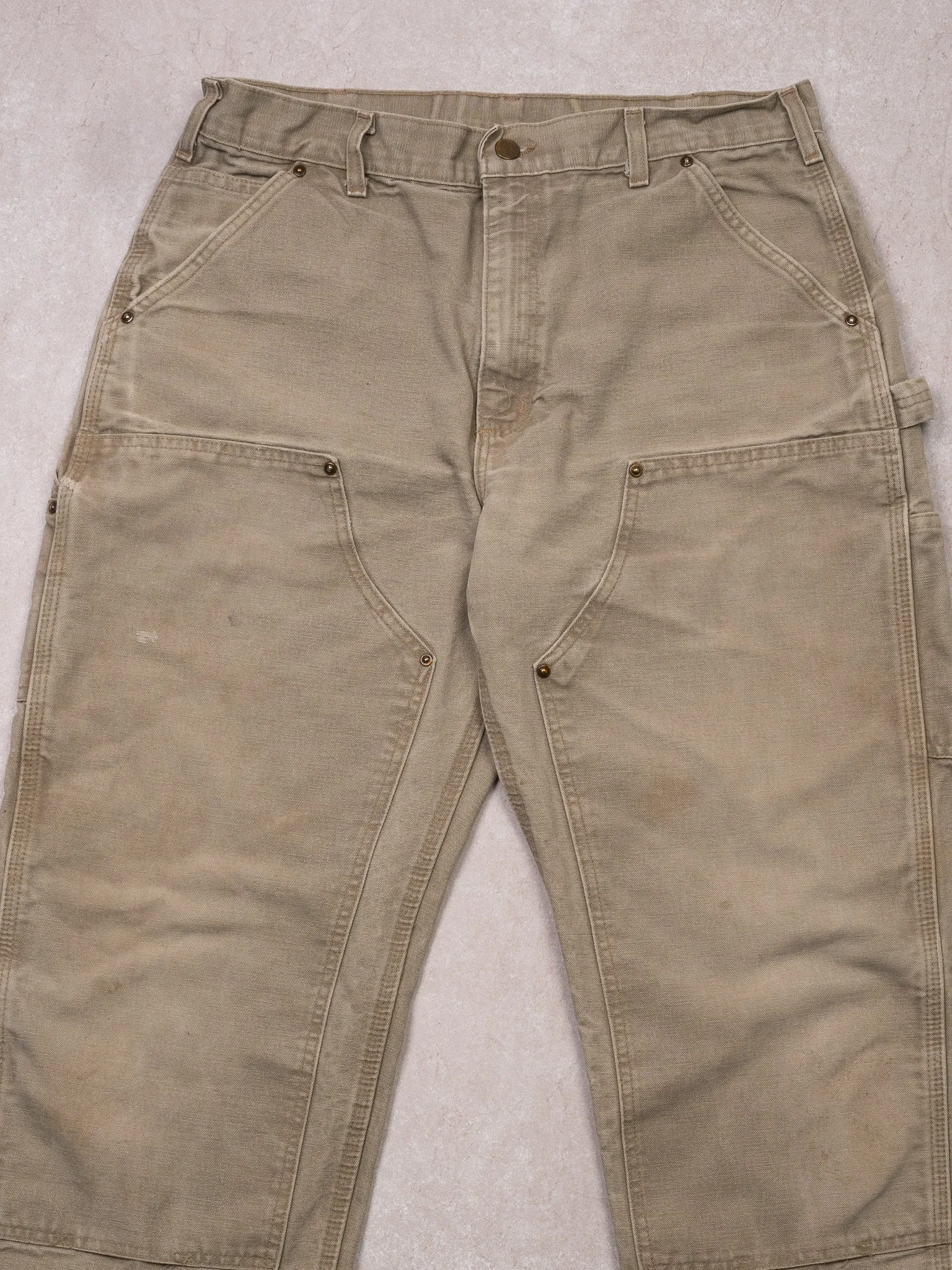 Vintage Light Beige Double Knee Carhartt Dungaree Pants (32 x 30) sold by Rebalance Vintage product image thumbnail 2
