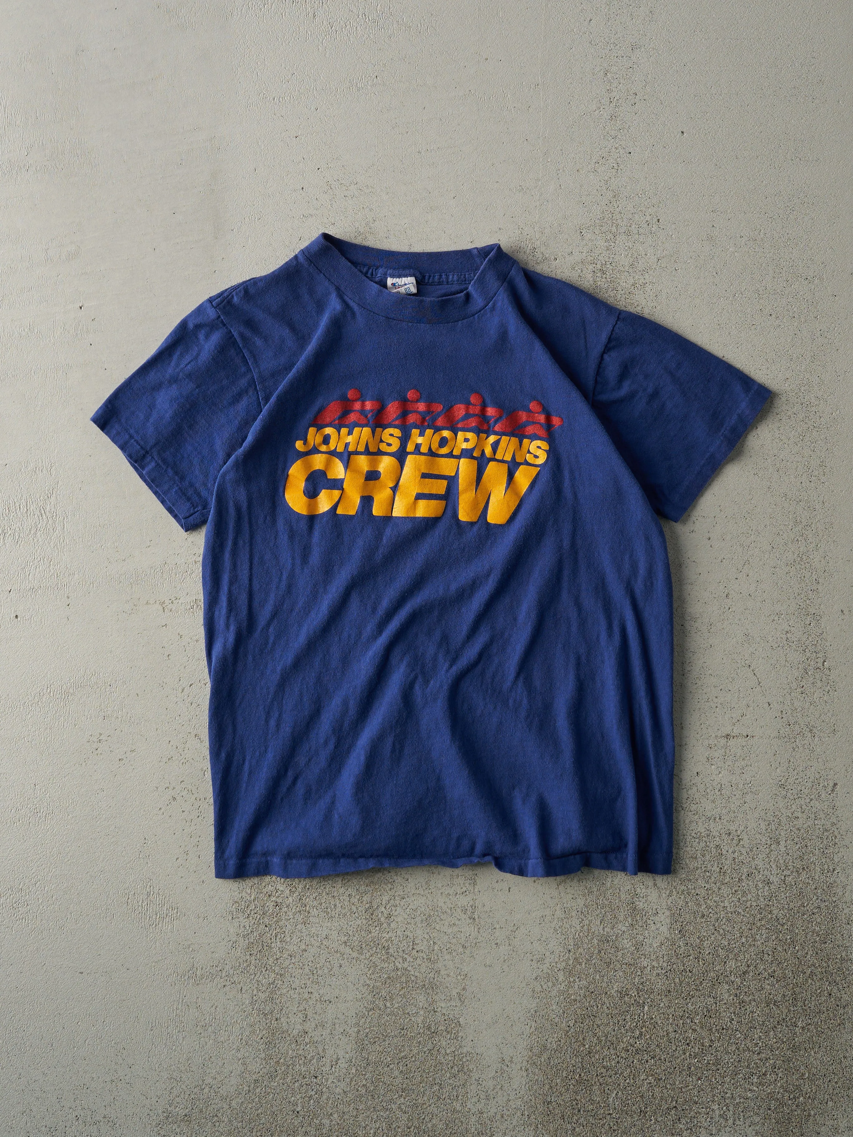 Vintage 80s Royal Blue Johns Hopkins Rowing Crew Single Stitch Tee (S) sold by Rebalance Vintage