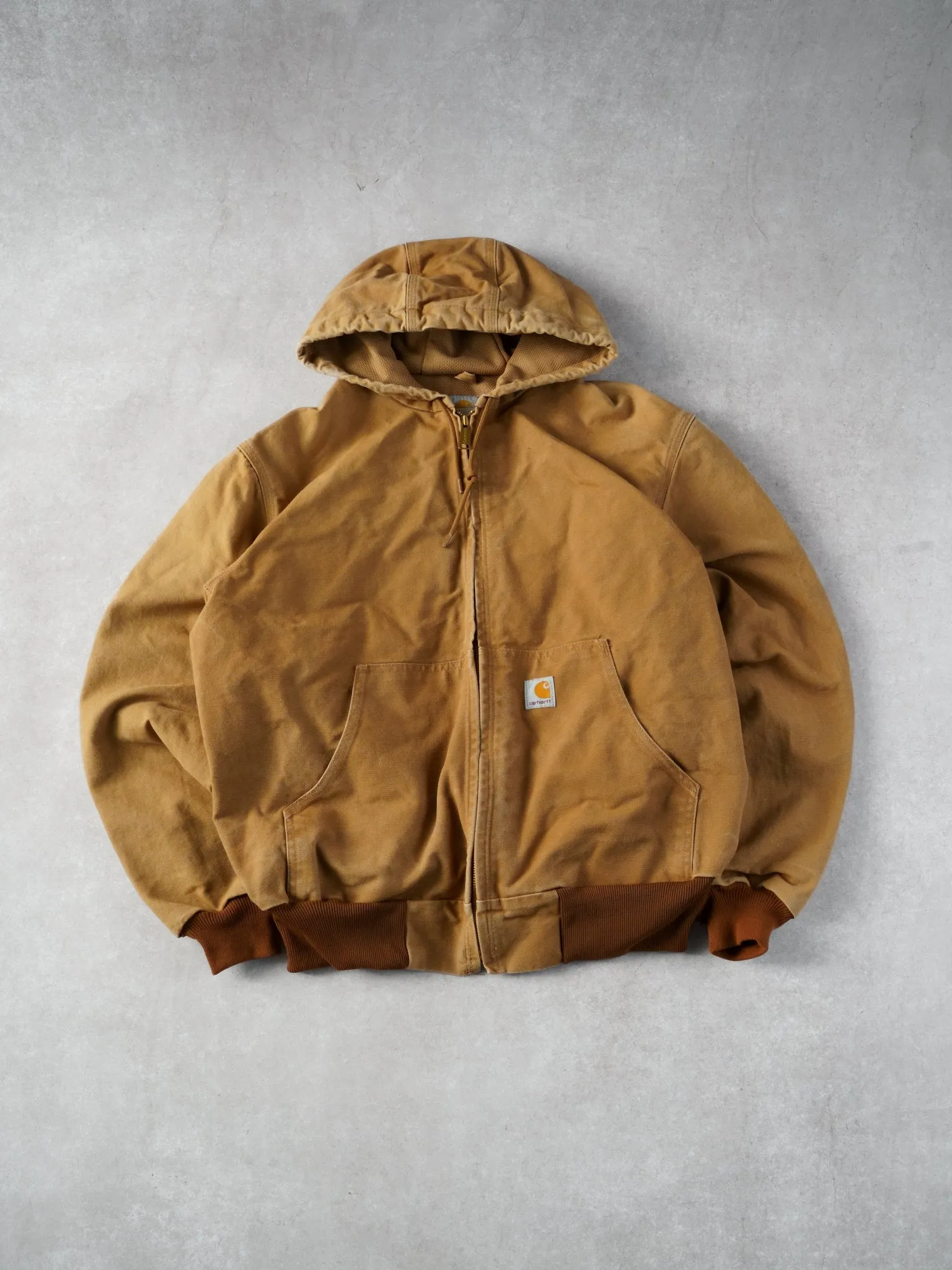 Vintage 90s Khaki Carhartt Workwear Hooded Jacket (XL) sold by Rebalance Vintage