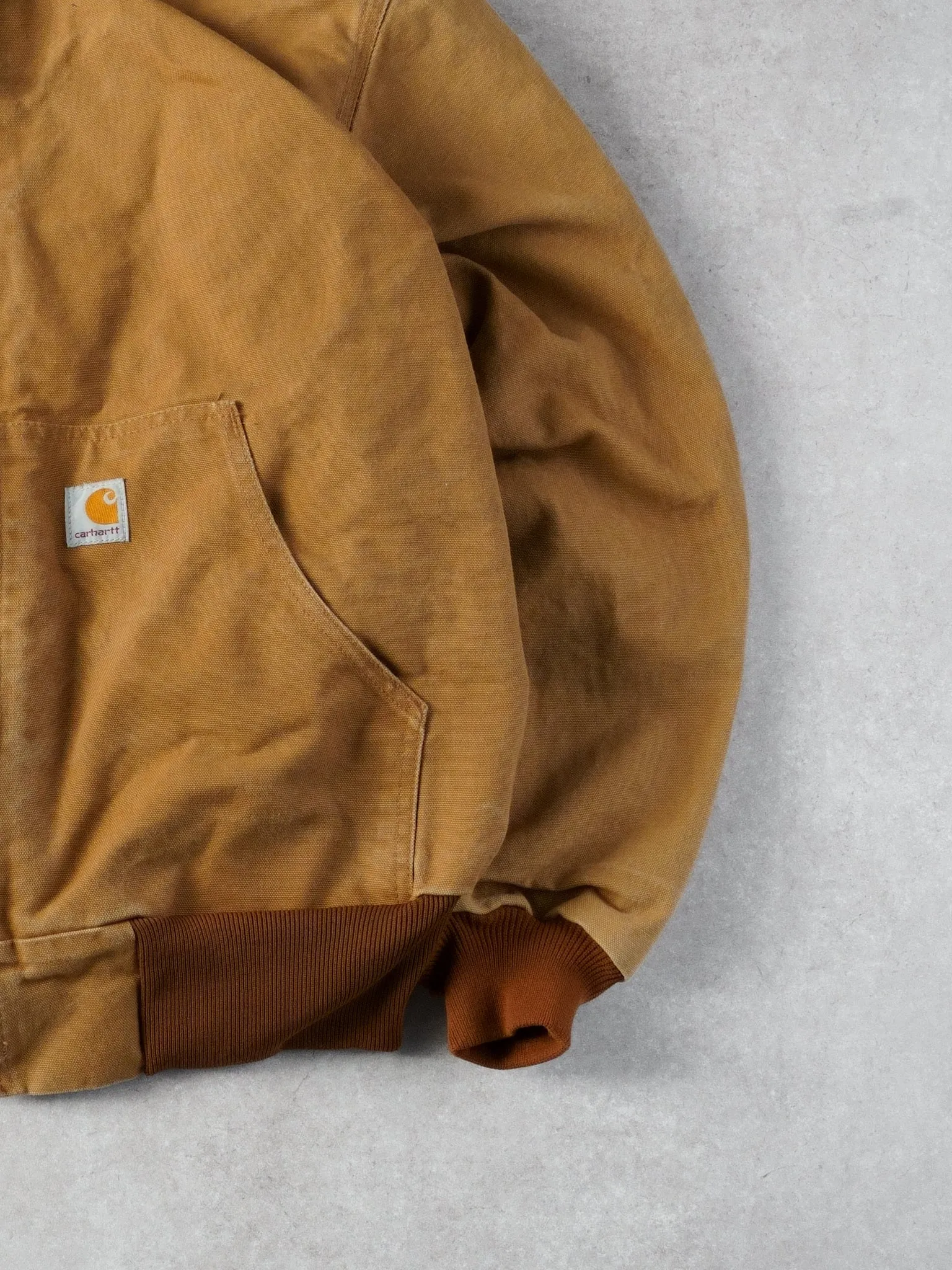Vintage 90s Khaki Carhartt Workwear Hooded Jacket (XL) sold by Rebalance Vintage product image thumbnail 3