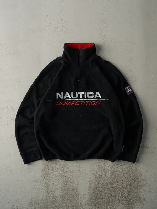 Vintage 90s Black Nautica Embroidered Quarter Zip Fleece Sweater (L) sold by Rebalance Vintage