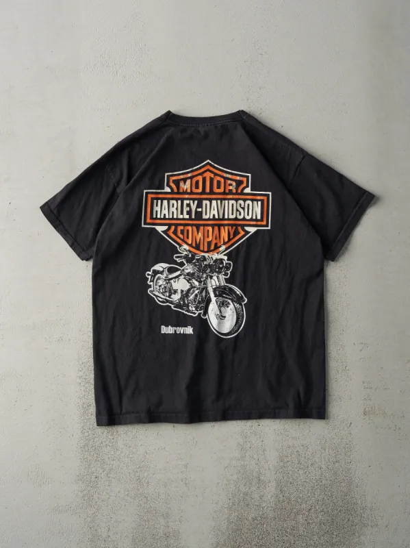 Vintage 90s Black Dubrovnik Euro Harley Davidson Embroidered Tee (S/M) sold by Rebalance Vintage