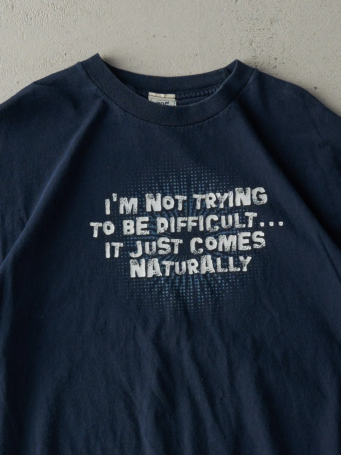 Vintage Y2K Navy "I'm Not Trying To Be Difficult" Tee (M) sold by Rebalance Vintage product image thumbnail 2